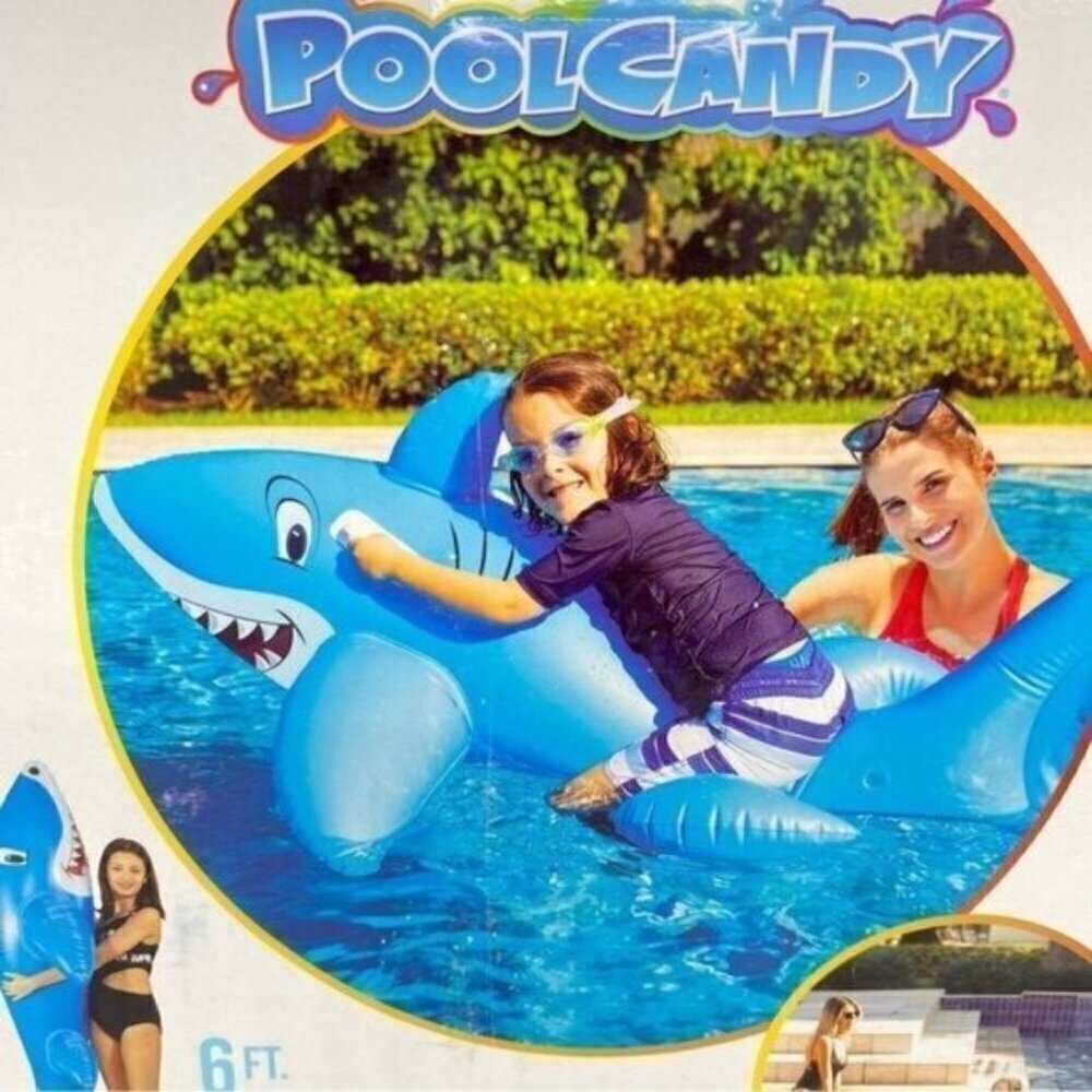 Pool Candy Inflatable Giant Ride on Shark Float New - Picture 5 of 5